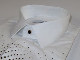 Mens CEREMONIA Shirt 100% Cotton Medusa Medallion Rhine Stones #STN 13 VRS white image 5