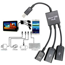 Dual Micro Usb Otg Hub Host Adapter Cable For Dell Venue 8 Pro Windows 8&quot; Tablet - £10.97 GBP