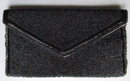 Walborg Black Beaded Formal Clutch Purse Bag Made in Hong Kong 1950&#39;s Vintage - £26.03 GBP