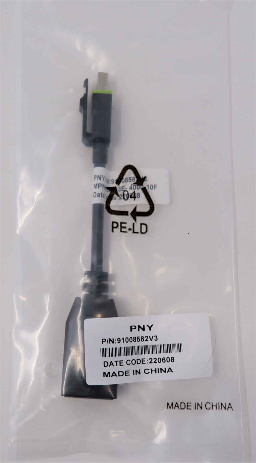 PNY 91008582V3 MINI DP DISPLAYPORT M TO DP DISPLAYPORT F ADAPTER - NEW &amp;... - $3.28