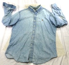 Ralph Lauren Classic Fit Light Wash Denim Button-Up Shirt With Polo Logo L - $29.72 CAD