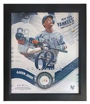 AARON JUDGE Yankees Framed 62 HR&#39;s 15&quot; x 17&quot; Game Used Baseball Collage LE 50 - £90.77 GBP