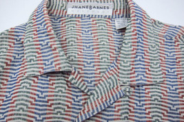 PRISTINE VTG Jhane Barnes Multicolor Squiggles Cotton Short Sleeve Shirt L - £43.02 GBP