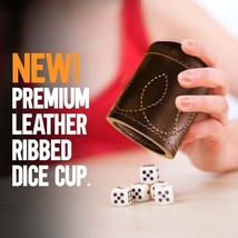 Dice Cup Professional Dice Shaker Leather Dice Box with 5 Dot Dices Felt... - £28.31 GBP