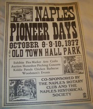 1977 NAPLES NY PIONEER DAYS FESTIVAL POSTER BROADSIDE SIGN ROTARY - £7.75 GBP