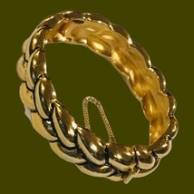 vintage crown trifari braided enamel hinged bangle Excellent Gold Tone 7”-7.5” - £56.08 GBP