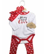 Baby Essentials 3 Piece Girls Valentines Set With Headband - $48.24 CAD