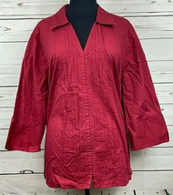 Lane Bryant Venezia Red Front Clasp Collared Blouse Top Shirt Size 22/24... - $27.00