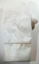 Manor Hill HAND TOWEL Optic White 100% Cotton w/Damask Jacquard Border -... - $6.30