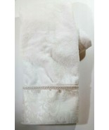 Manor Hill HAND TOWEL Optic White 100% Cotton w/Damask Jacquard Border -... - $8.54 CAD