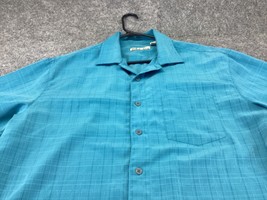 Batik Bay Shirt Mens Large Aqua Camp Hawaiian Button Up Pockets . - £8.67 GBP