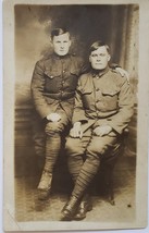 War Photo B&amp;W Postcard: Two Soldiers in Military Uniform Sitting Down - £15.94 GBP