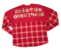 NWT Disney Mickey Mouse Holiday Plaid Spirit Jersey in Red Seasons Greetings XXL - £87.92 GBP