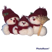 Crazy Mountain Stuffed Snowmen Plush Farmhouse Christmas Winter Holly Hat Scarf - £5.50 GBP