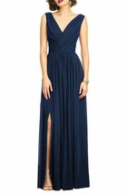 Dessy Collection 2894 Surplice Ruched Chiffon Gown SZ 8 (273) Midnight - £82.75 GBP