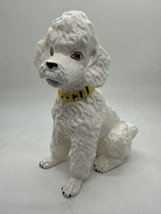 Vintage Ceramic White Poodle w/ Yellow Collar- Made in Japan - $25.73