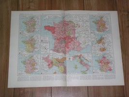 1925 Vintage Historical Map Of France In 14-17TH Century / Verso Germany Italy - £12.72 GBP