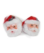 Vtg 2.5&quot; Retro Plastic Santa Head White Beard Ornament Hollow Christmas - $10.92 CAD