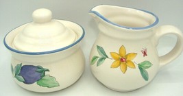 Summer Garden by PFALTZGRAFF Creamer &amp; Sugar Bowl w/Lid  Stoneware Made ... - £15.73 GBP