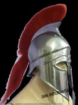 Corinthian Armor Helmet with Red Plume Medieval Knight Crusader Hallowee... - £79.43 GBP