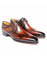 Two Tone Brown Burnished Oxford Derby Premium Quality Leather Handmade S... - $205.14 CAD+
