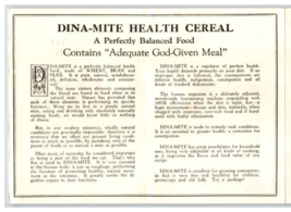 Vtg Dina-Mite Health Cereal Advertising Recipe Booklet Flyer Los Angeles... - £15.82 GBP