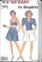 Vintage Simplicity #7663 Misses' Jacket, Flared Shorts & top - Size 8-20 - UNCUT - $11.88