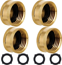 Lifynste 3/4&quot; Brass Garden Hose Cap with Washers, 4 Pack - £10.10 GBP