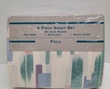 Vintage Dan River Full 4 Piece Sheet Set Caslind Pattern Brush Strokes R... - £35.22 GBP