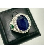 12 Ct Blue Sapphire Valentine Mens Ring Handmade Sterling Silver Mens Je... - £68.78 GBP