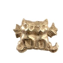 Vintage 925 Sterling Silver Beau Two Kitty Cat/Wolf Pups Brooch Pin - $31.68