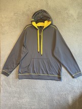 Under Armour Loose Gray Hoodie Yellow Logo Mens Size 2XL - $21.78