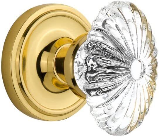 [Nostalgic 702732] Rope Rosette Oval Fluted Crystal Glass Knob Dummy Gol... - $55.00