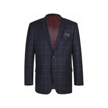 Men's Soft Wool Sport Coat English Plaid Window Pane 556-7 Plum Blue Renoir image 8