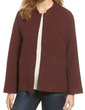 Eileen Fisher Mandarin Collar Textured Snap Front Jacket NWT$298 Size L - £78.10 GBP