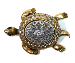 Rare 1940s CoroCraft Turtle Brooch with Mosaic Back and Heavy Gold-tone Gilt - £391.61 GBP