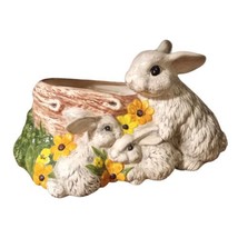 Vtg Glenview Ceramic Mold Easter Bunny Rabbit Planter Marked Handpainted 14&quot;x7&quot; - £15.66 GBP