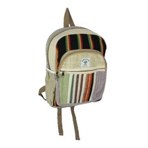 Red, Yellow and Green Rasta Striped Bohemian Style Hemp Fiber Backpack - $34.64