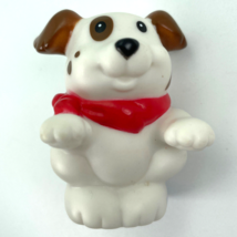 Fisher Price Little People Spotted White Puppy Dog Red Bandana Brown Ear... - $6.87