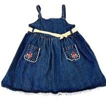 Gymboree Strawberry Denim Jumper Dress 18-24 Mo Embroidered Pockets Vintage - $24.00