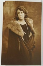 Lovely Woman Wearing Coat and Long Stand Pearls Studio Real Photo Postcard N9 - £6.35 GBP