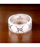 Gucci Estate Engraved Ring Size 8 Sterling Silver 8.5 mm Height G49 - €295,78 EUR