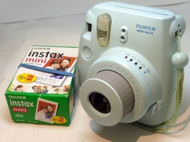 Fuji Instax Mini 8 Fujifilm Instant Camera teal ice blue w/ 2X pack film Tested - £44.42 GBP