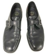 Vintage Florsheim Leather Shoes Monk Strap Buckle Classic Black Men&#39;s 11... - $87.32