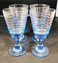 Vintage Libbey Blue Sirrus Harlequin Romance Water Wine Goblets Glasses ... - £31.10 GBP
