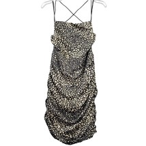 Forever21 Black Dress Midi Bodycon Sultry Gathers Strappy Cheetah Women Size M - £10.33 GBP