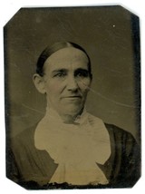 CIRCA 1860&#39;S Hand Tinted 1.63X2.25 TINTYPE Lovely Older Woman in Dress Smiling - £9.73 GBP