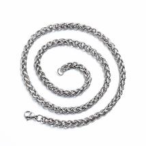 Fashion Punk Gothic Silver Color Cool Braided Wheat Chain Heavy Link Stainless S - £7.52 GBP+