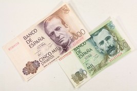 Spagna, 2 Nota Lotto (1979 - 1982) 1000 Pesetas E 5000 Ottime Condizioni + - £98.69 GBP