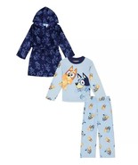 Bluey and Bingo Boy&#39;s Fleece Hooded Blue Bathrobe and Pajama Set, Size 6 - $637.91 MXN